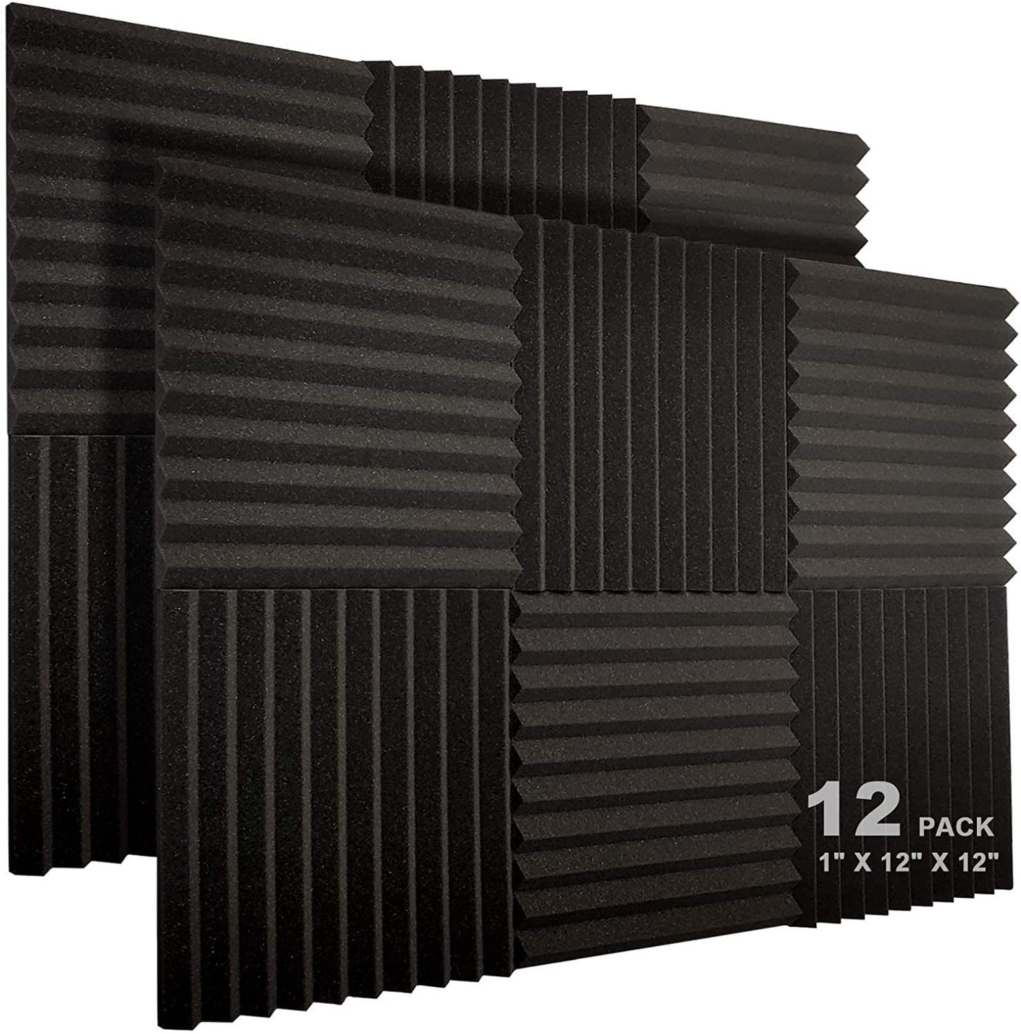 12 Pack Acoustic Foam Panels Sound Absorbing 1" X 12"X 12" Sound Proof Panels US