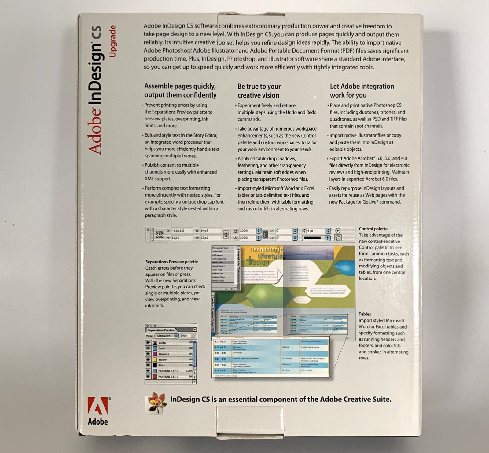 Adobe InDesign CS Upgrade For Mac Original Box W/ Disc Serial # Pre-owned As Is