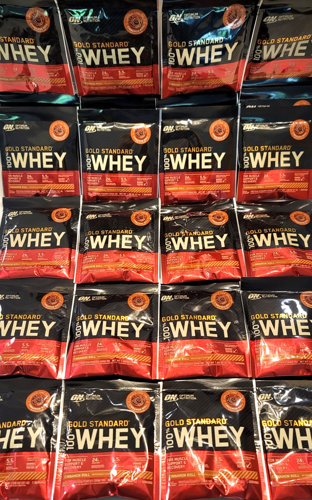 Lot of 24 ON Optimum Nutrition Gold Standard 100% Whey Cinnamon Roll 1.09 oz.