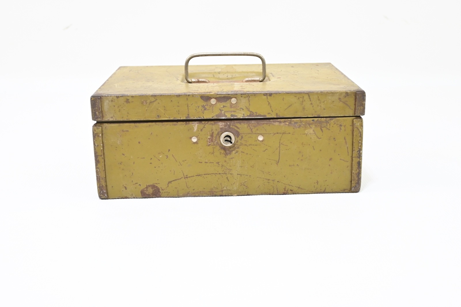 Vintage . Parplus Green Metal Storage Cash Lock Box Without Key