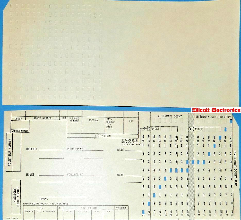100 IBM Punch Cards Off-White Special Purpose Manual Punching J74420 RM Arsenal