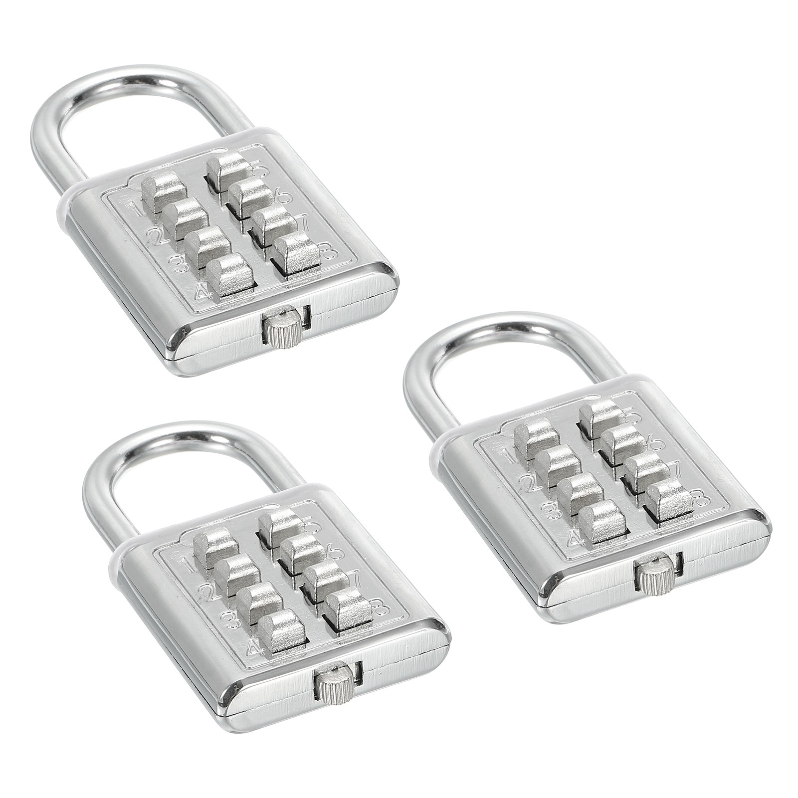 8 Digit Button Combination Padlock 3pack 4 Digit Locking Mechanism Lock Silver