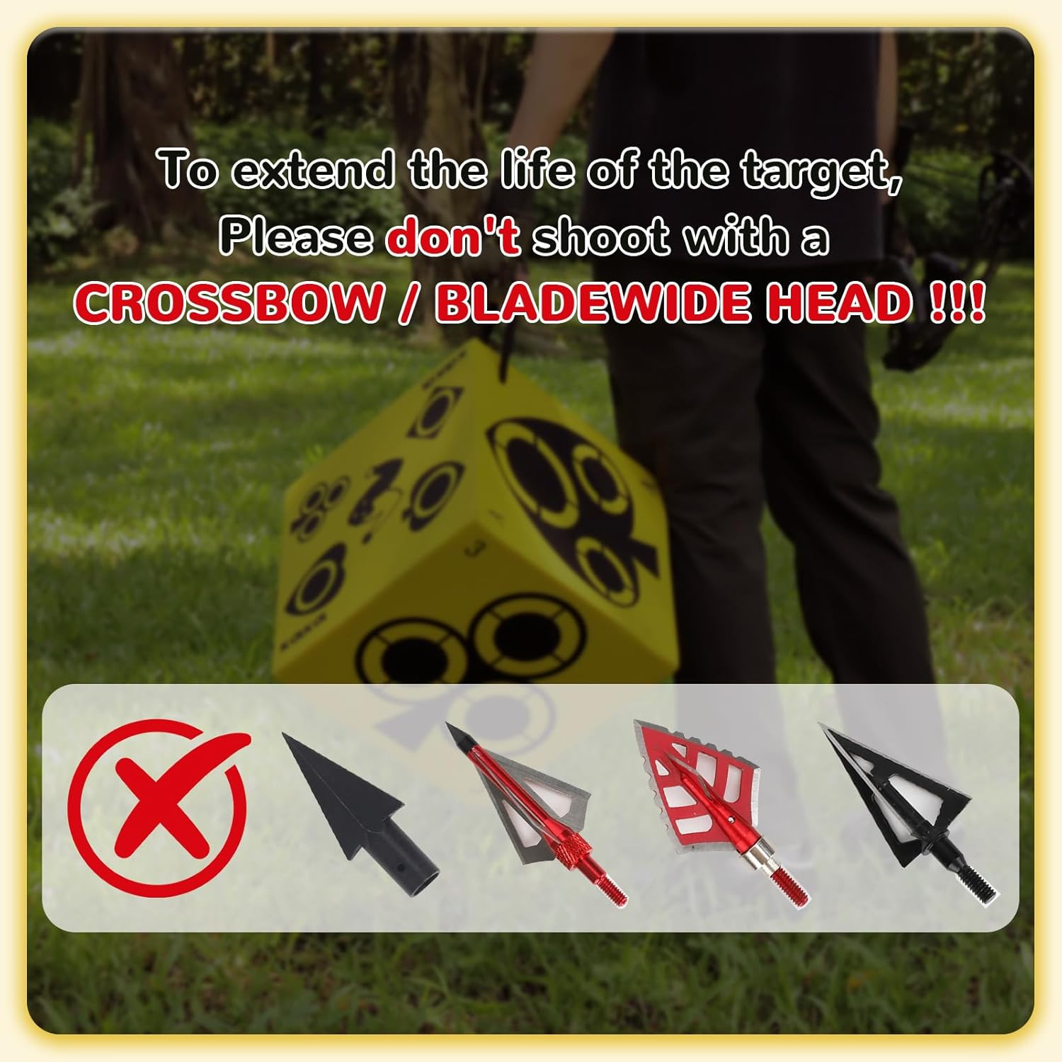 6-Sided Foam Archery Target Block with Handle - Lightweight & Easy Arrow Removal