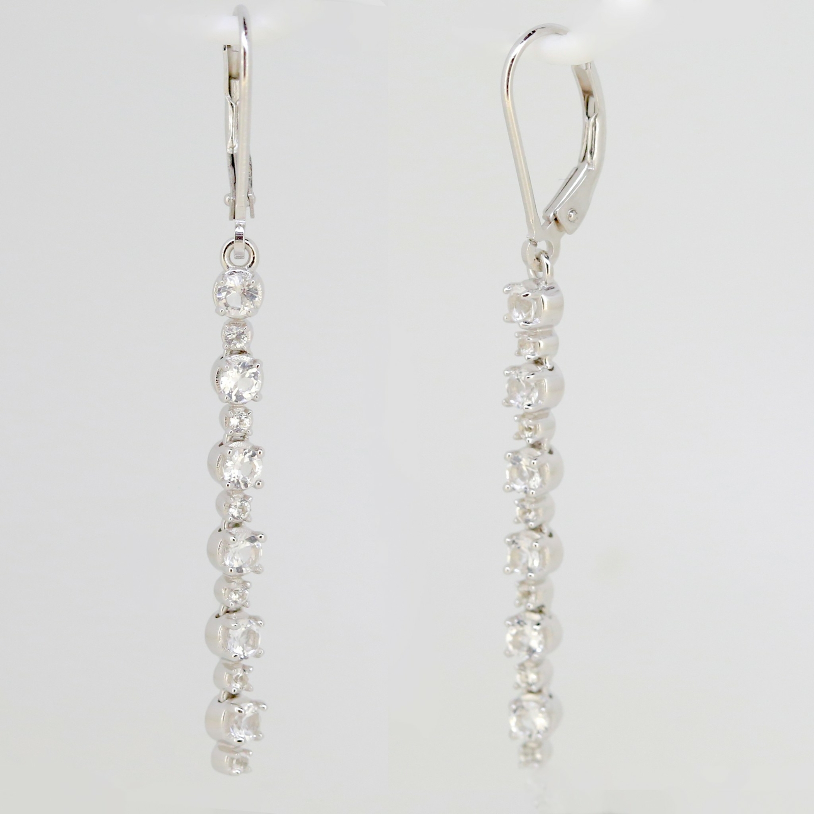 Sterling Silver Earrings Setting Leverback Dangle Main Stone Empty RD2.5