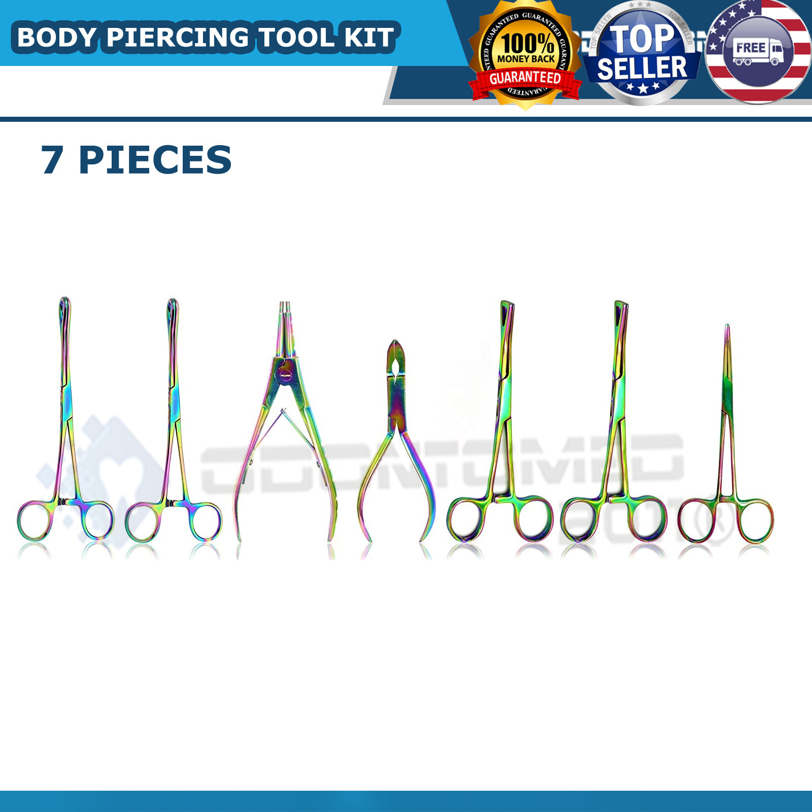 12 SET PROFESSIONAL 7 Body Piercing Instruments Kit Tools Penington Forcep MULTI