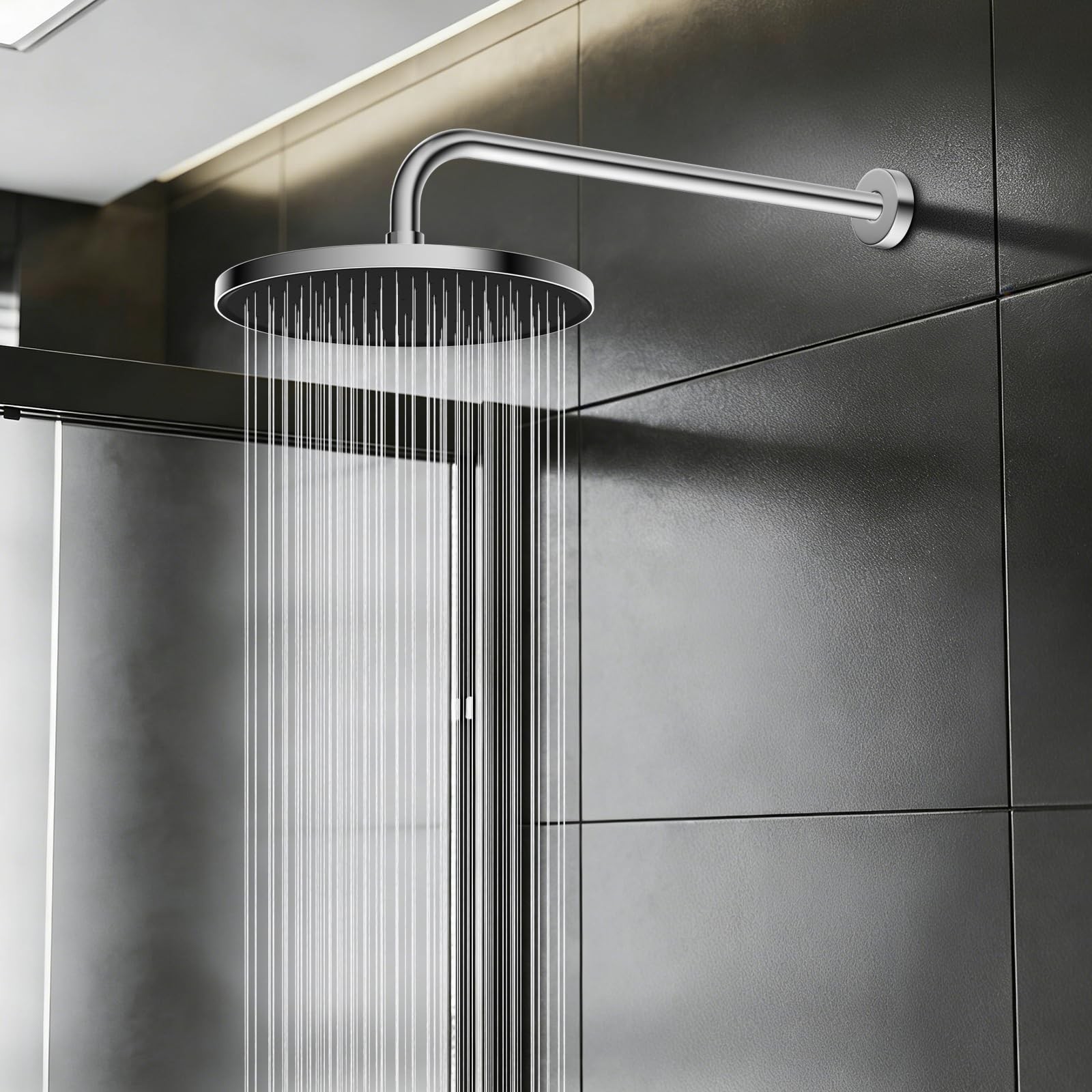 16 Inch All Metal Shower Extension Arm, Extra Long Extender with Flange, Stai
