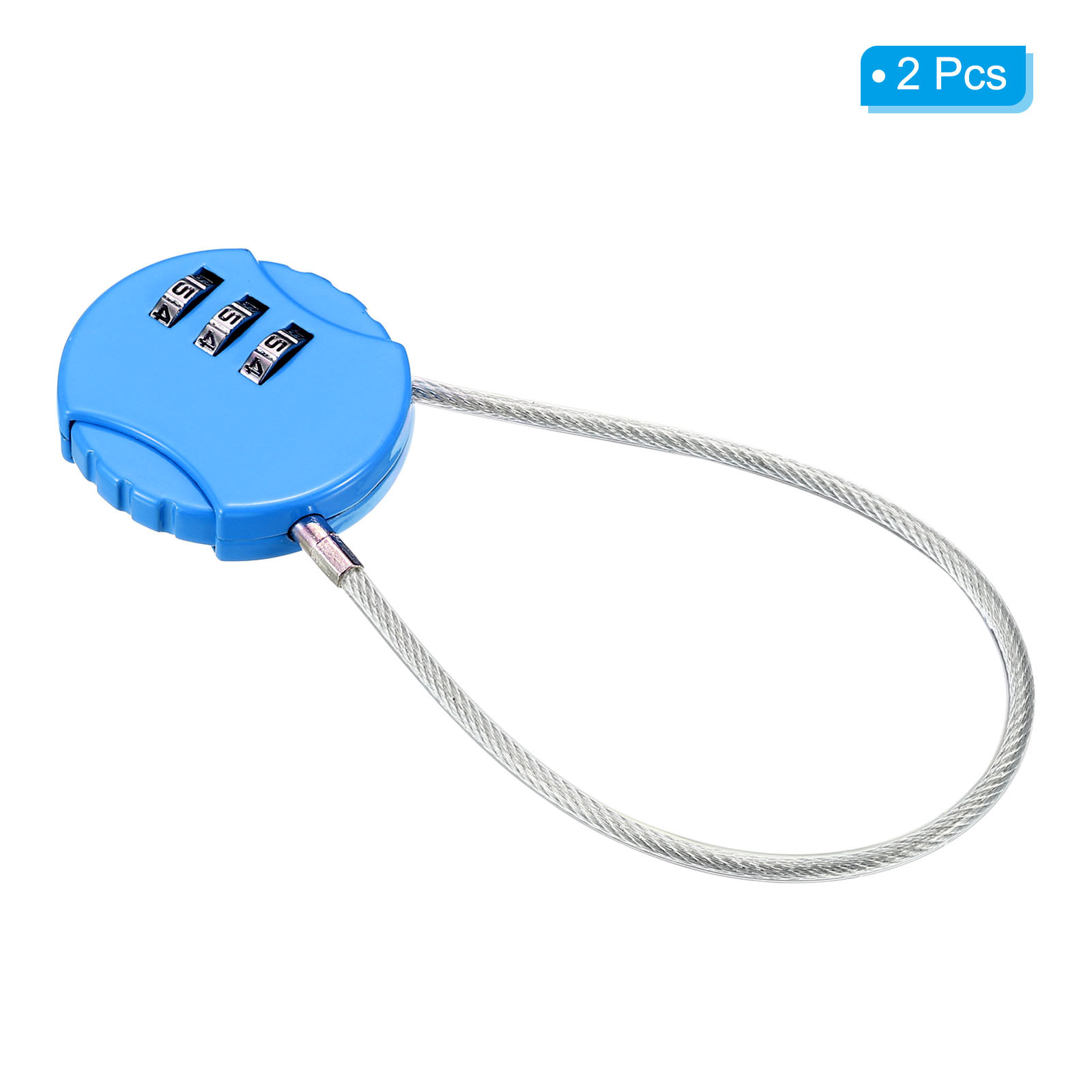 Small Combination Lock 7.8 Inch, 2 Pack 3 Digit Padlock for Locker, Bright Blue