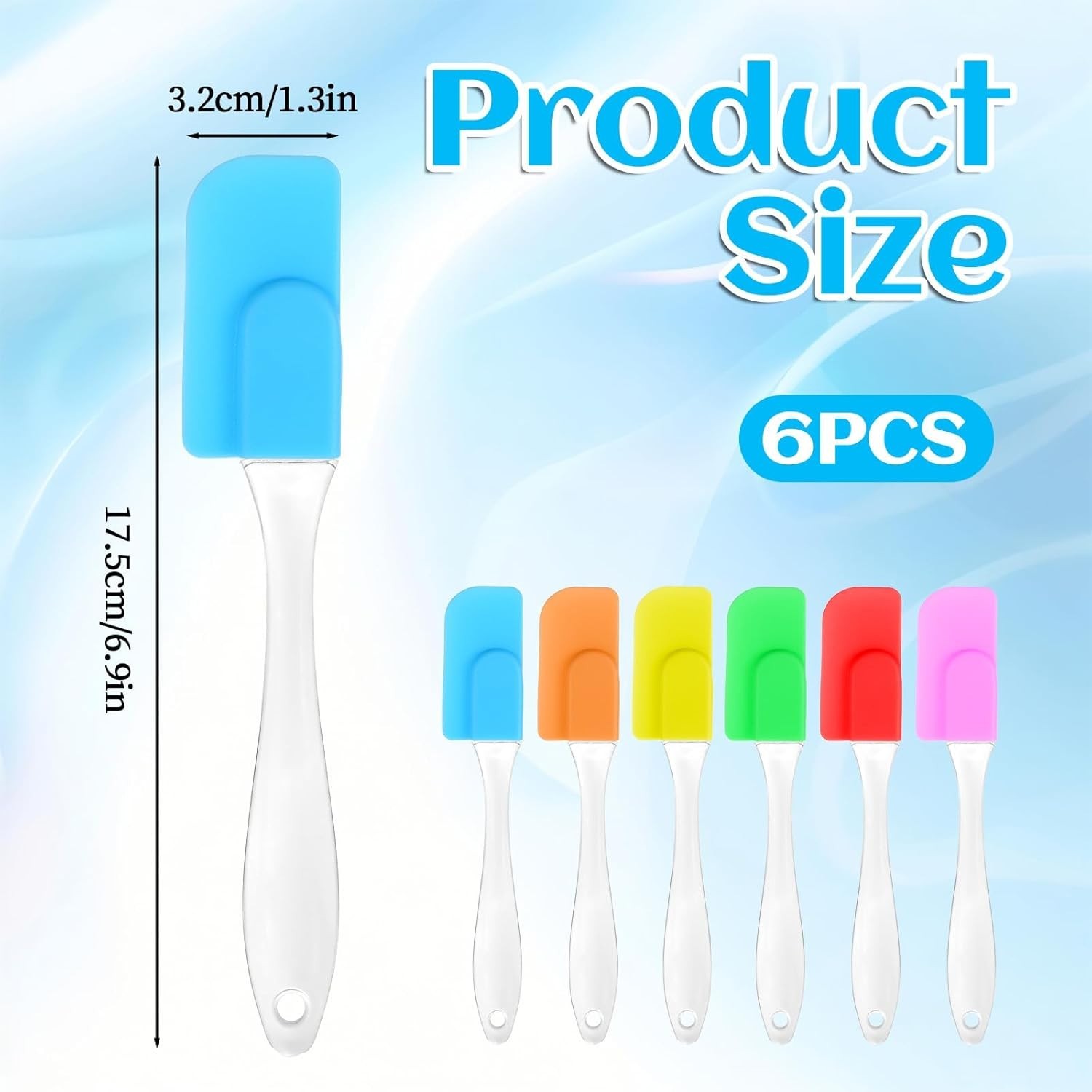 Small Silicone Spatula 6 Pack Heat Resistant Mini Rubber Scraper Kitchen Tool fo