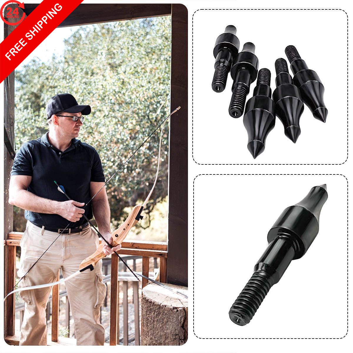 Qoaimu 100 Grain Archery Arrow Field Points Tips, High Precision Black