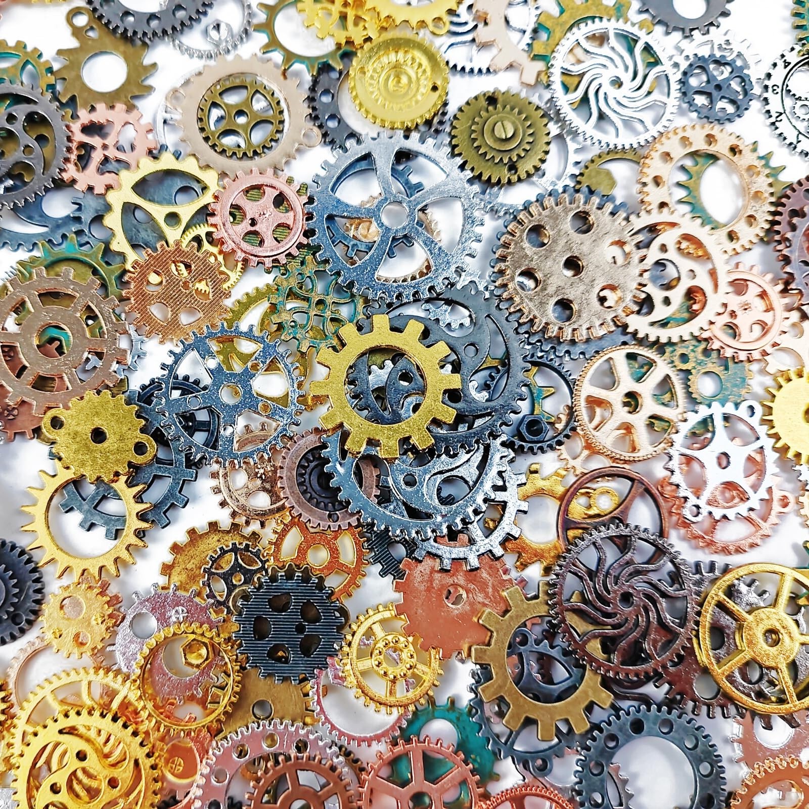 300 Gram DIY Assorted Color Antique Metal Steampunk Gears Charms Pendant Cloc...