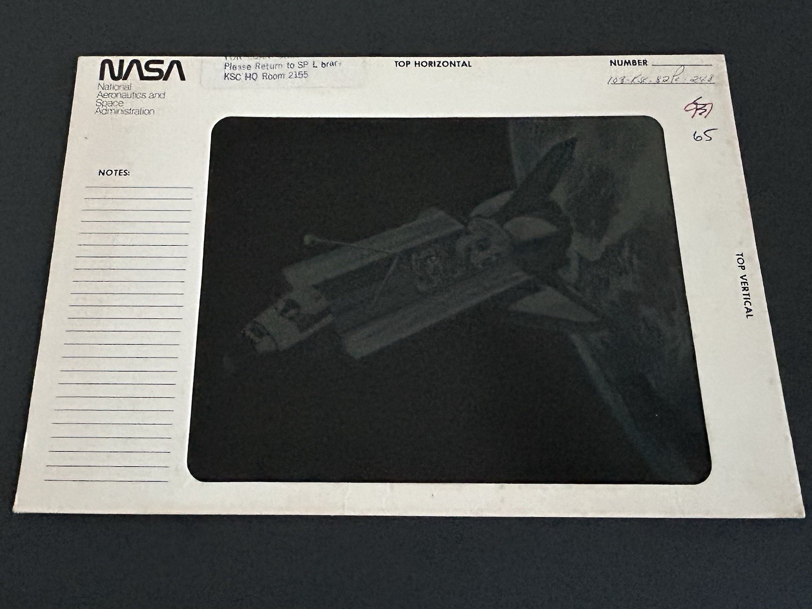 1982 NASA KSC Space Shuttle Orbiter Cargo Payload Bay Presentation Transparency