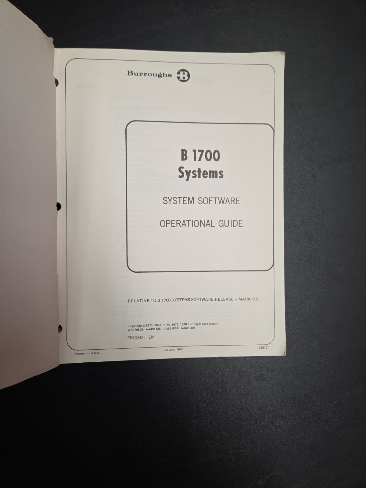 Burroughs B1700 Systems System Software Operational Guide 1976