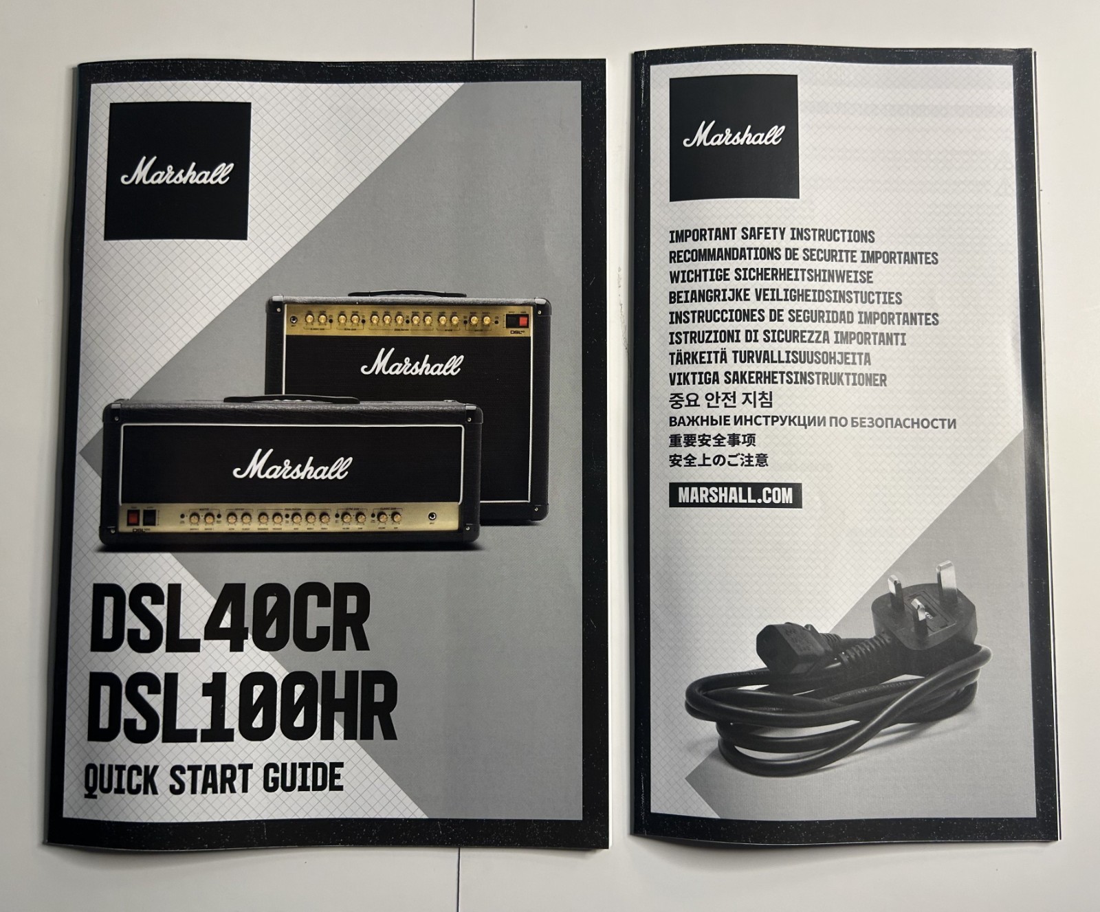 Marshall Amplifier DSL40CR DSL100HR Quick Start Guide Manual