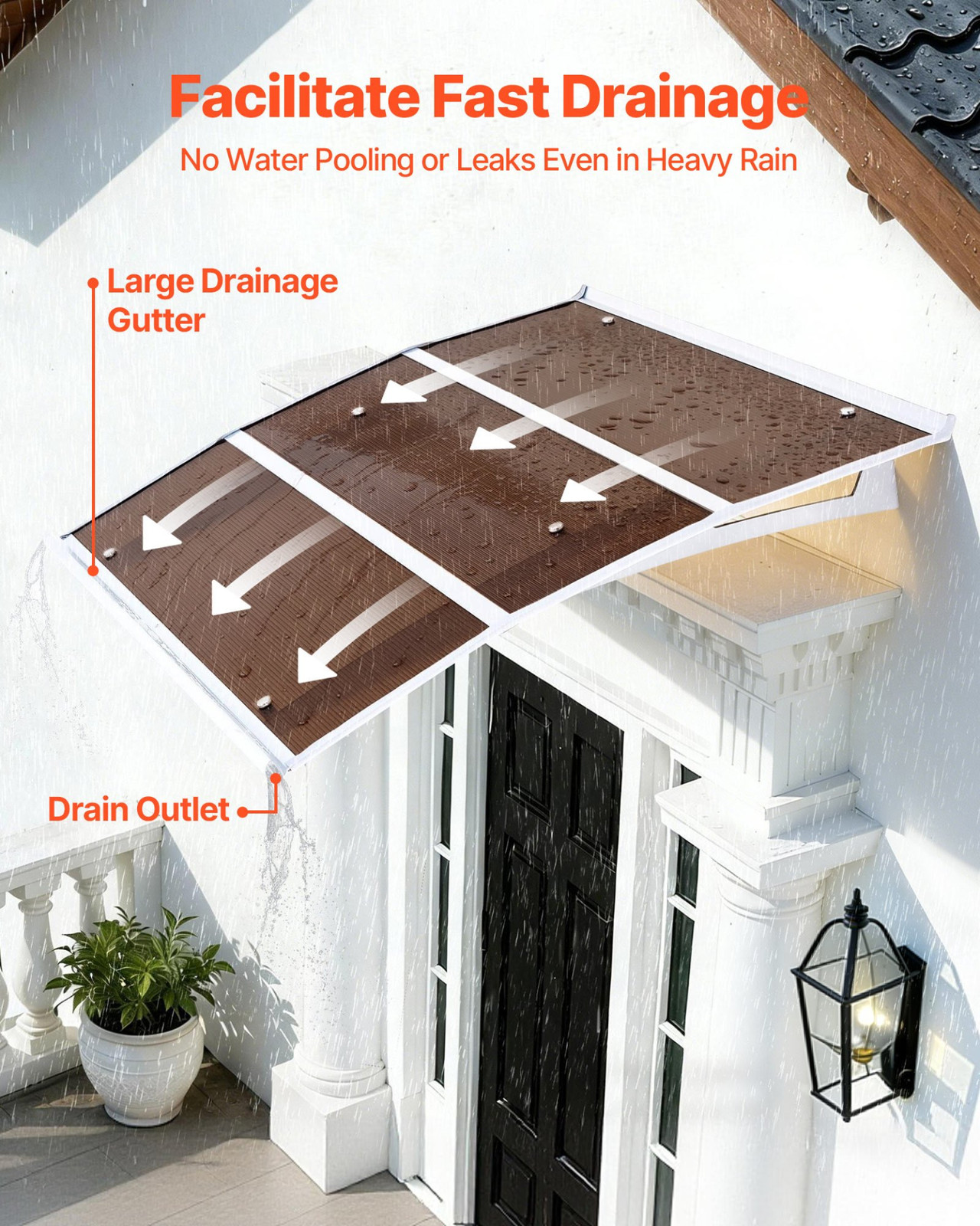 VEVOR Awnings for Door Entrance, 37 x 47 in, Exterior Front Door Window Awnings