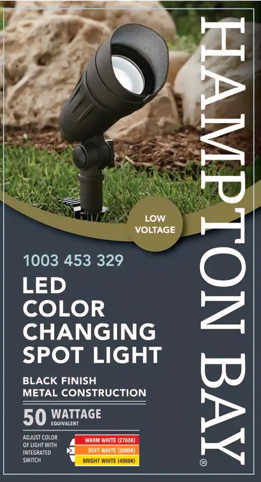 FOUR (4) Hampton Bay 400 Lumen Low Voltage Black LED Outdoor Spotlight