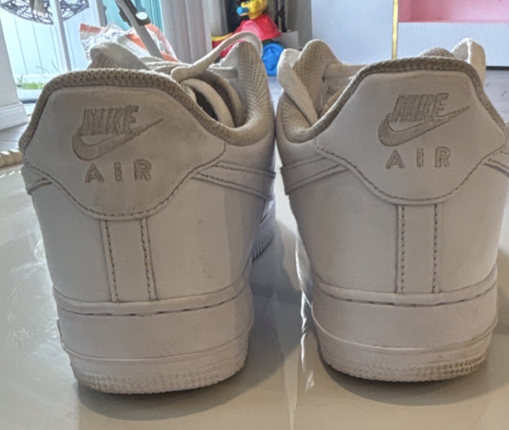 Nike Air Force 1 Low White Leather Lace Up Rubber Sole Men's Sneaker
