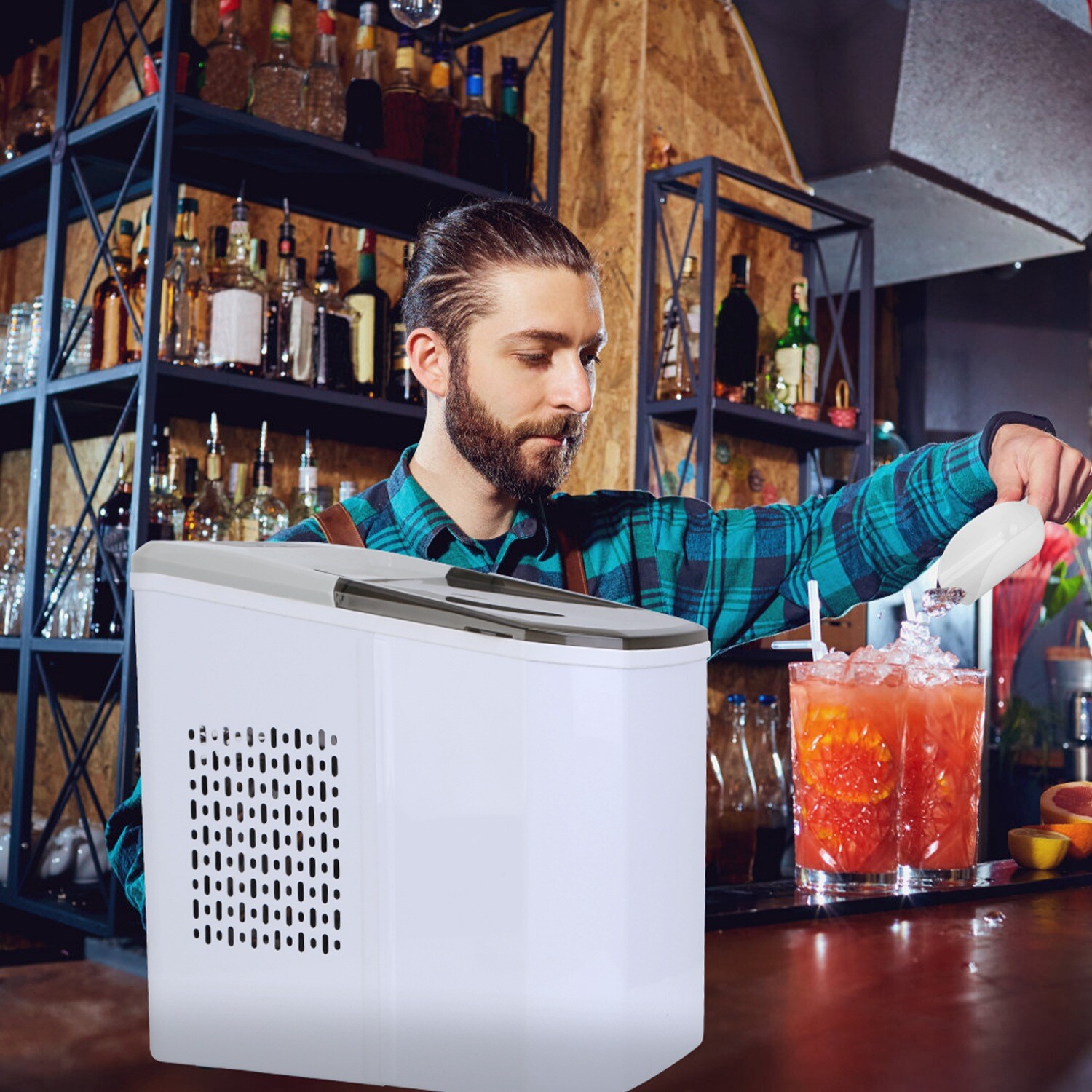 Countertop Ice Maker Machine 33Lbs/24H Self-cleaning with Ice Scoop and Basket