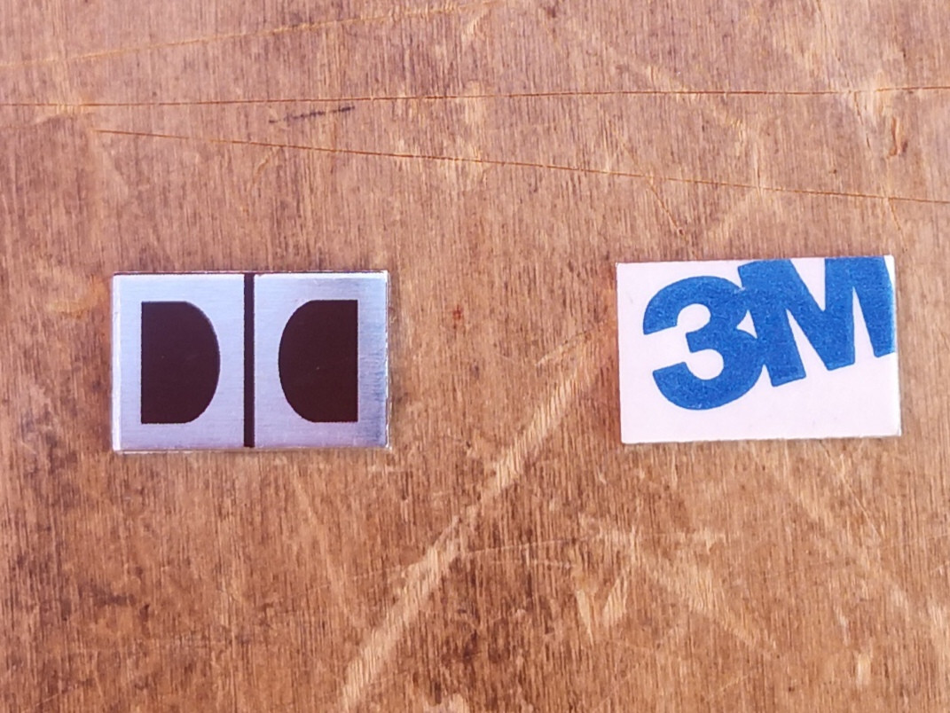 (2) Shiny Metal Plate Tags for Dolby Cat. 361 Access Plates - Replace Lost Tags