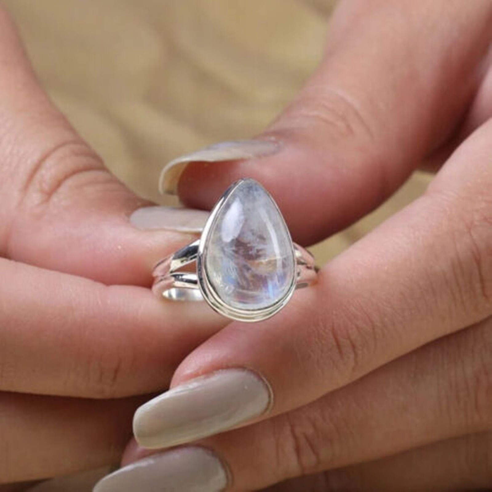 moonstone Gemstone Solid 925 Sterling Silver Beautiful Ring All Size SR2110