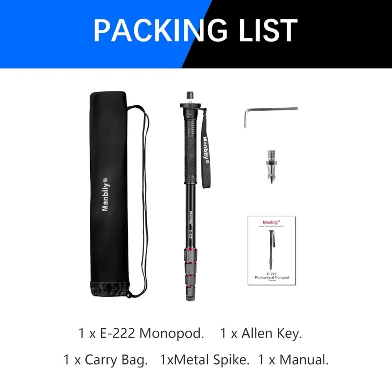 US Manbily Camera Monopod, E-222 (Red&Black）NEW ARRIVAL