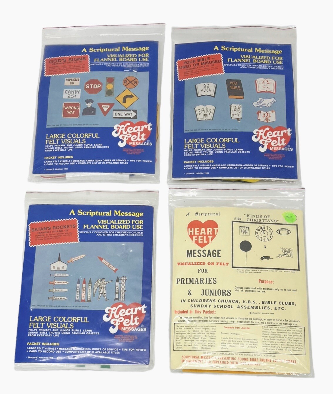 Vintage Heart Felt Children’s Felt Bible Stories VBS Kids Scripture Set Of 4