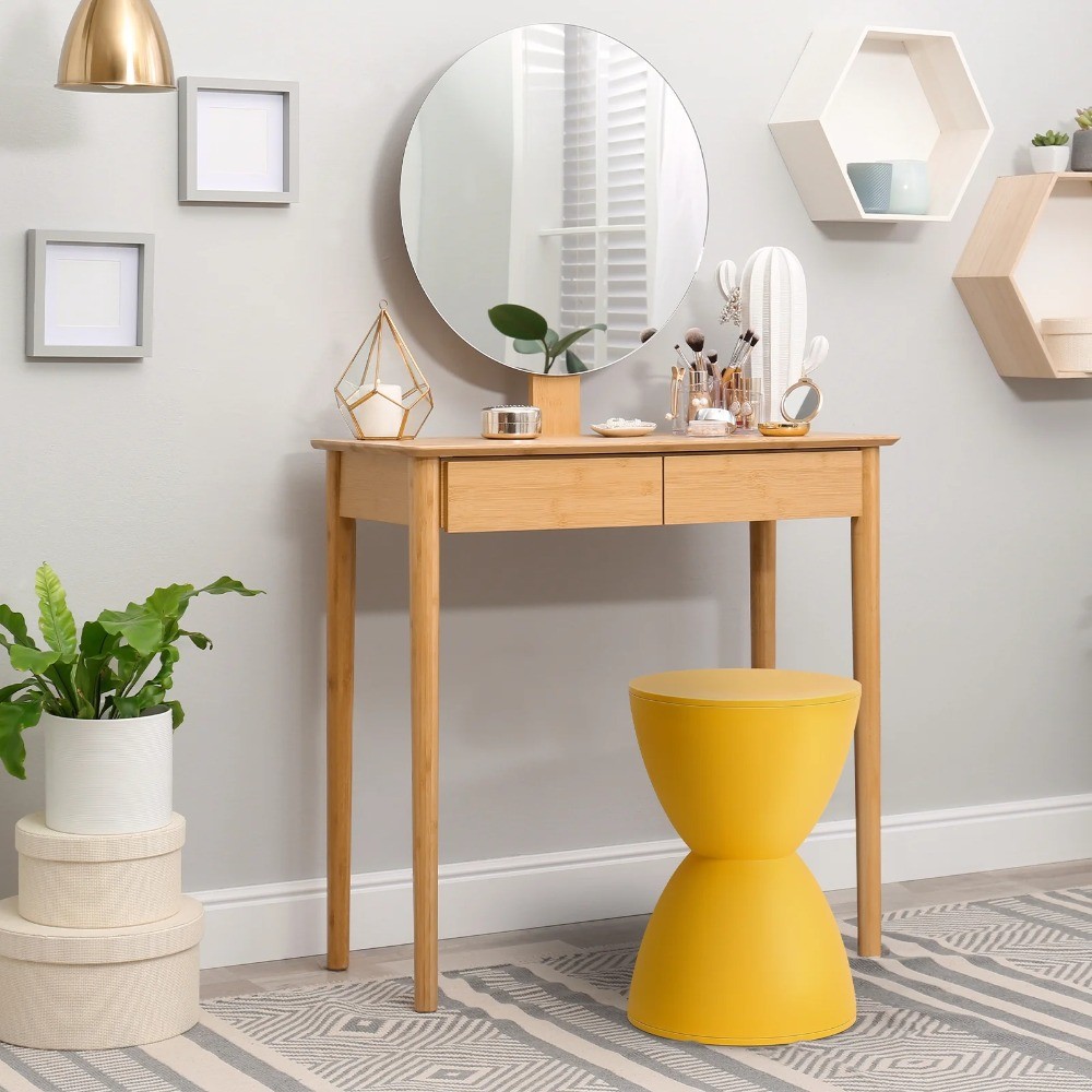 Plastic Side Table Bedroom Nightstand, Yellow