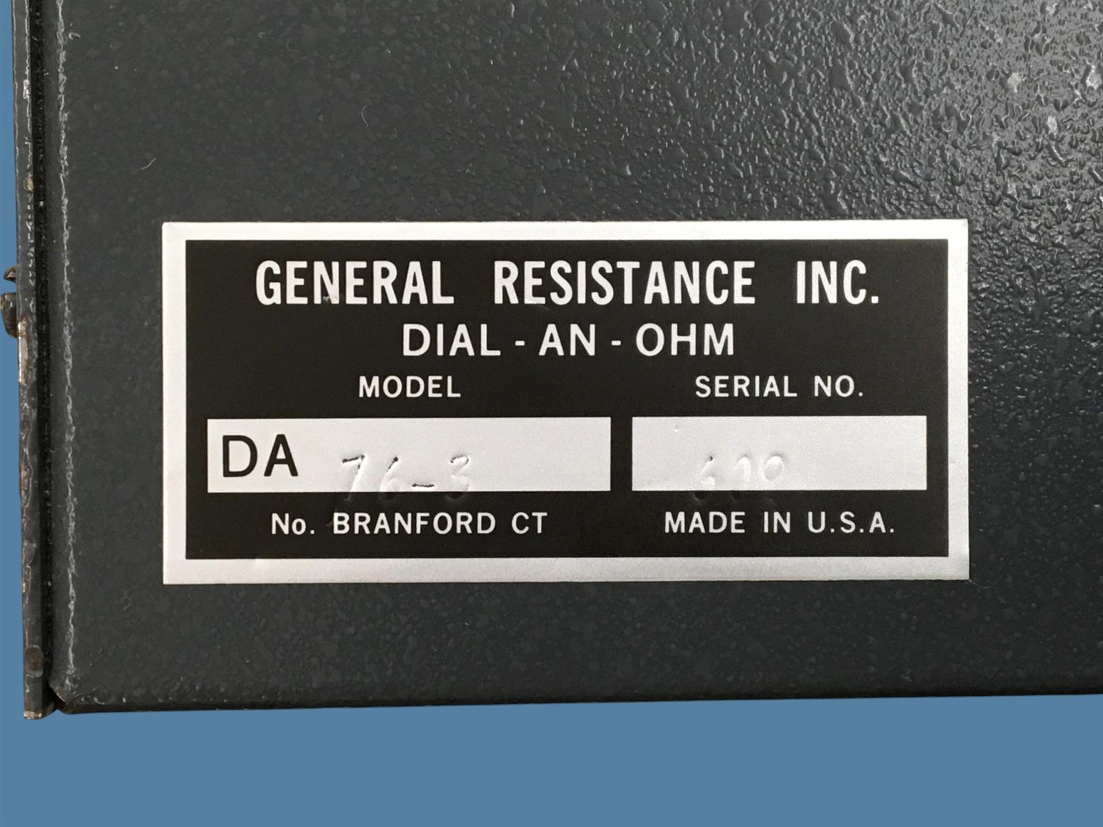 General Resistance Inc. Dial-An-Ohm Model DA76-3