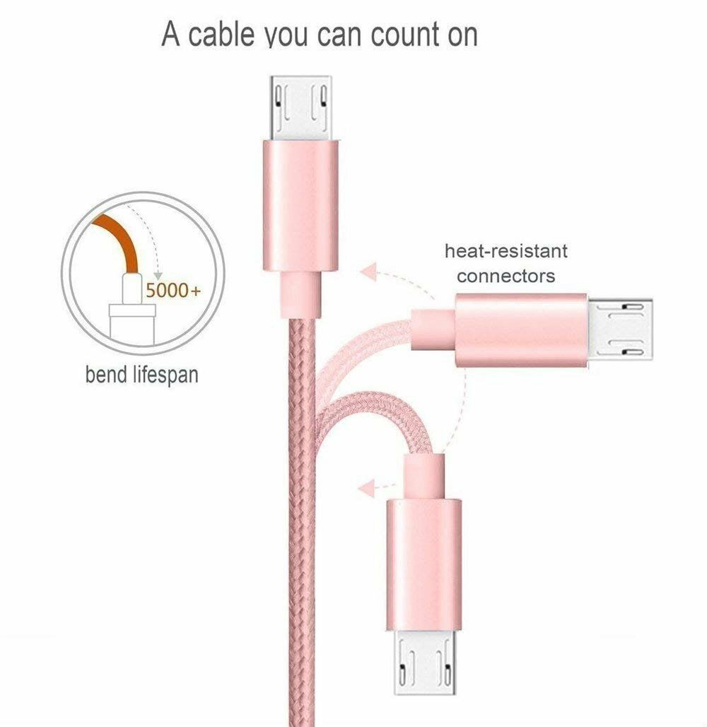 3x 10 FT Cable Cord Charger Wire Usb Smartphone Tablets For Android Phones