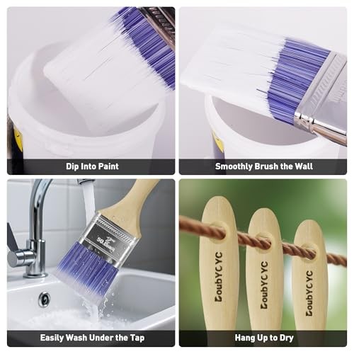 Paint Brushes - 2" Flat Brushes, Paint Brush Set, Wood Paint Brushes for 4 Pack