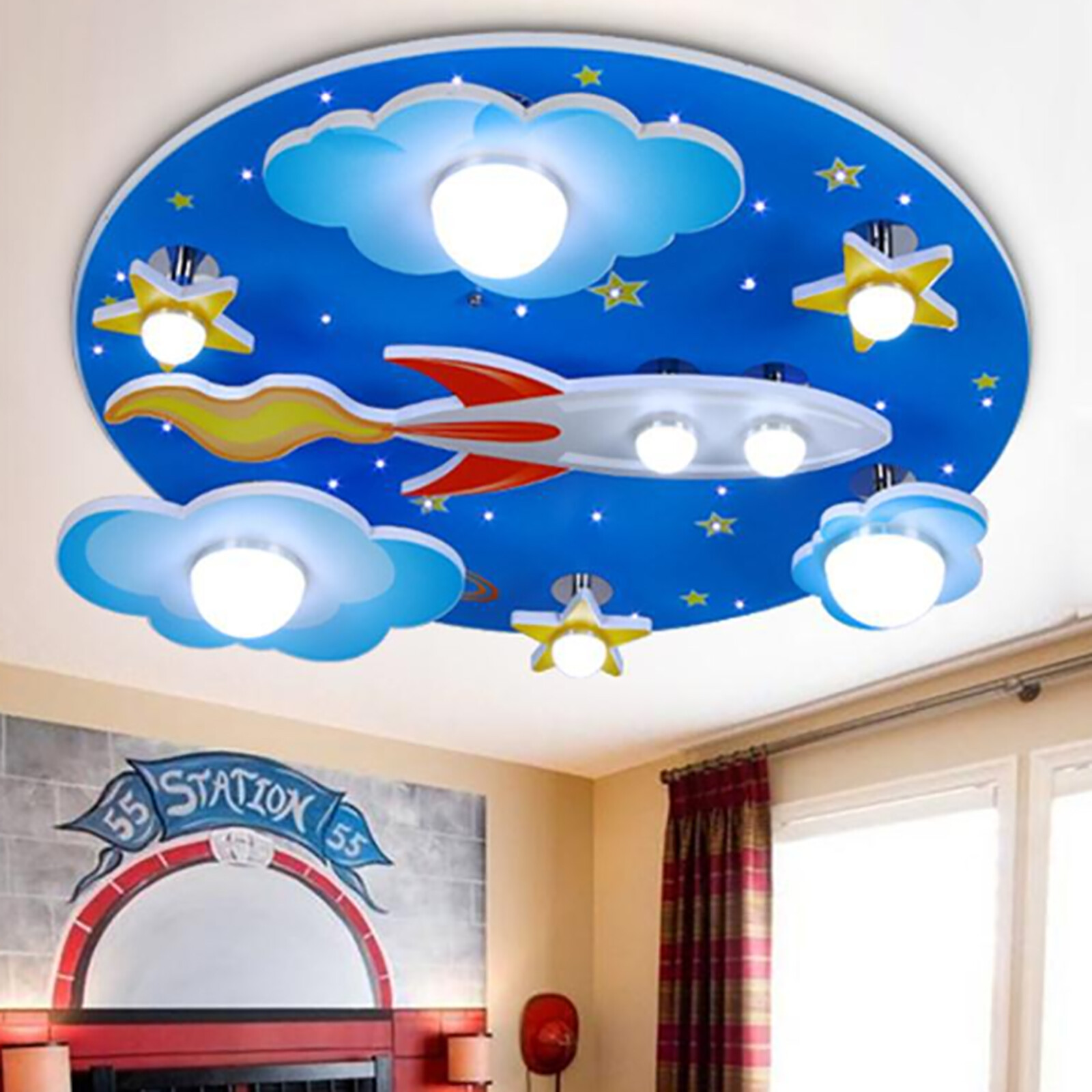Universe Stars Boys and Girls Dimming Chandelier,Children's Room Ceiling Lamp US