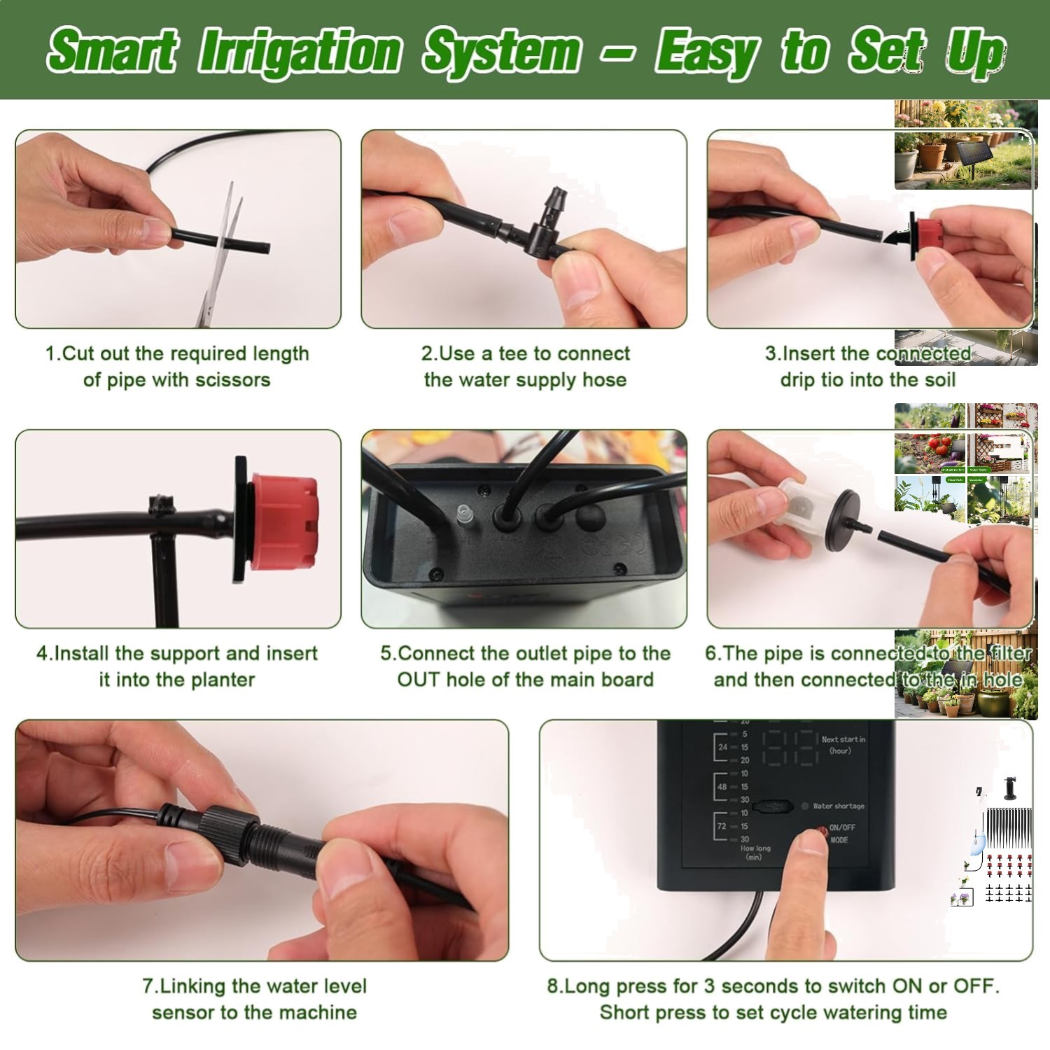 Effortless 12-Mode Solar Drip Irrigation Kit for Greenhouses & Home Gardens