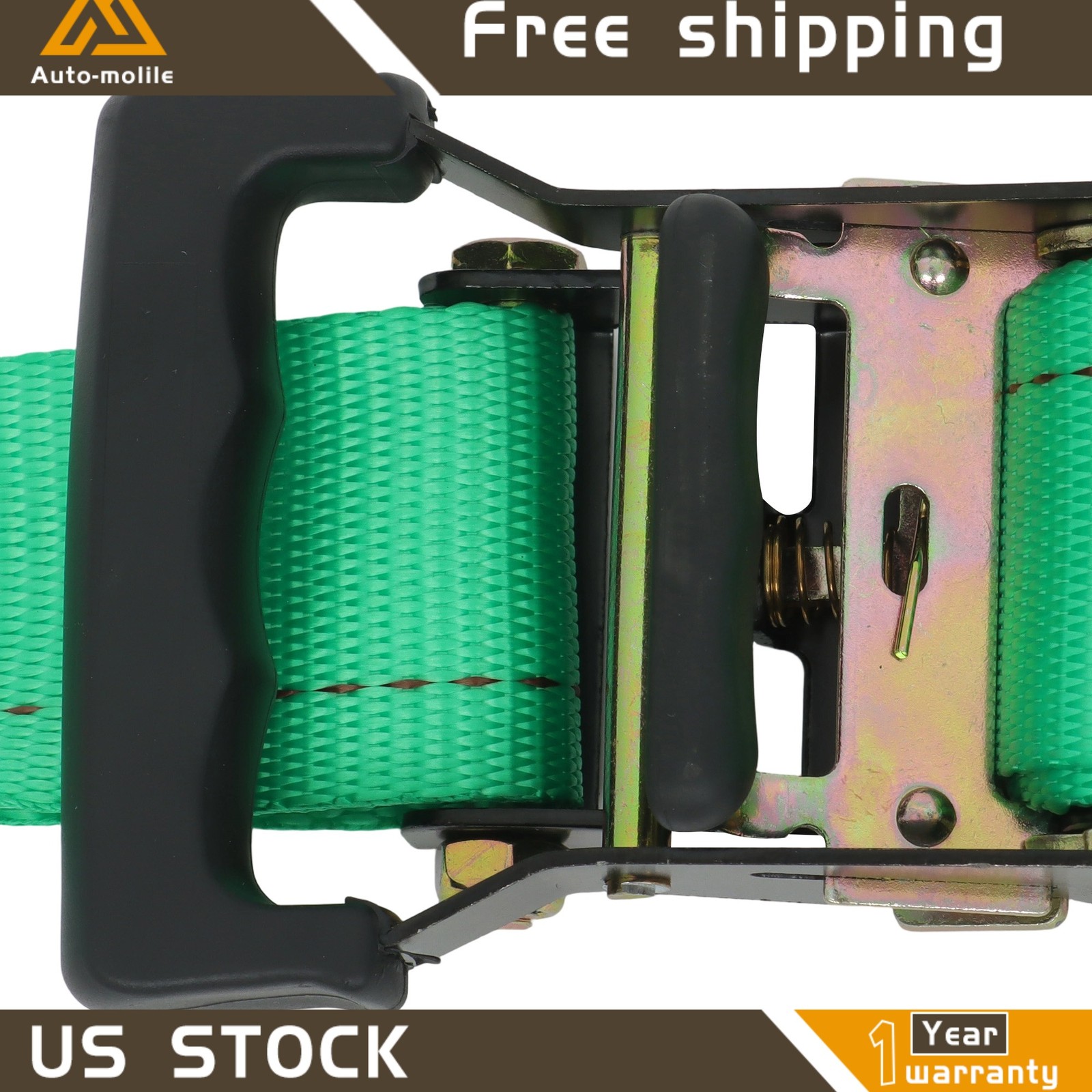 E Track Wheel Chock Tie Down System 8' Green Ratchet Straps Durable Secure Cargo