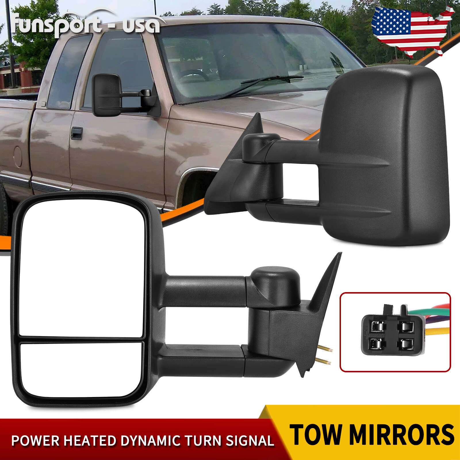 LH+RH Towing Mirrors For 1988-1998 Chevy GMC C/K1500 2500 3500 Side View Mirrors
