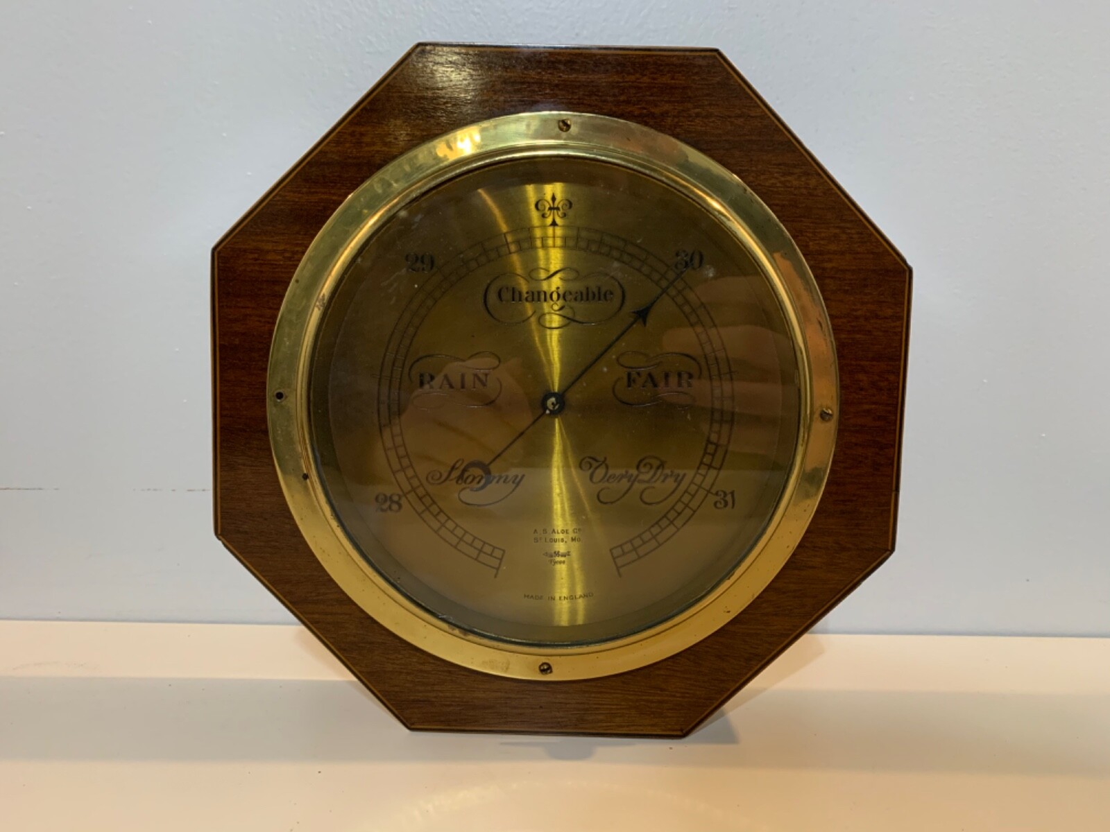 Antique A. S. Aloe & Co. St.Louis Tycos Mahogany & Brass Barometer
