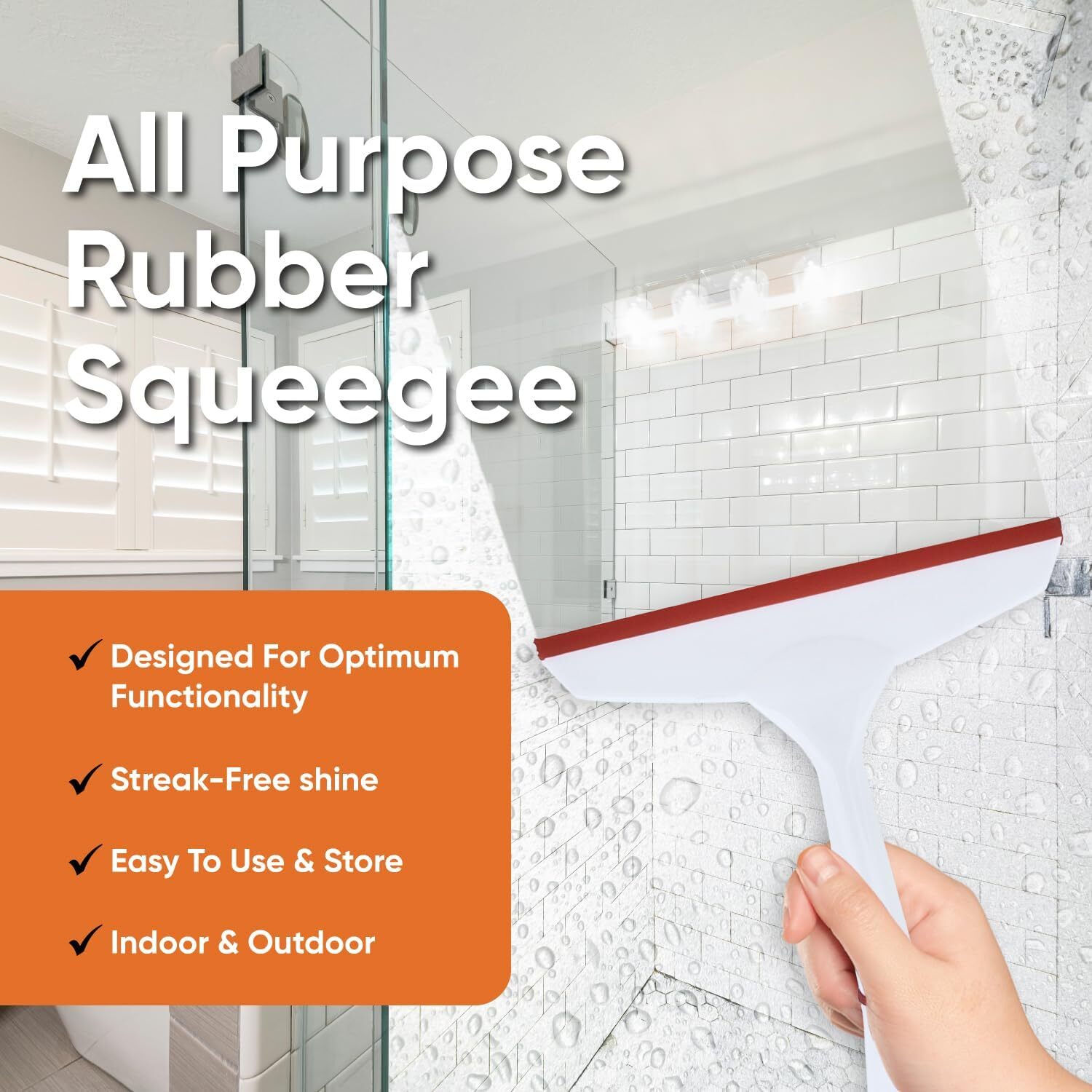 Superio 6" Window Rubber Squeegee with Hanging Loop, 2 Pack, Red and Gray