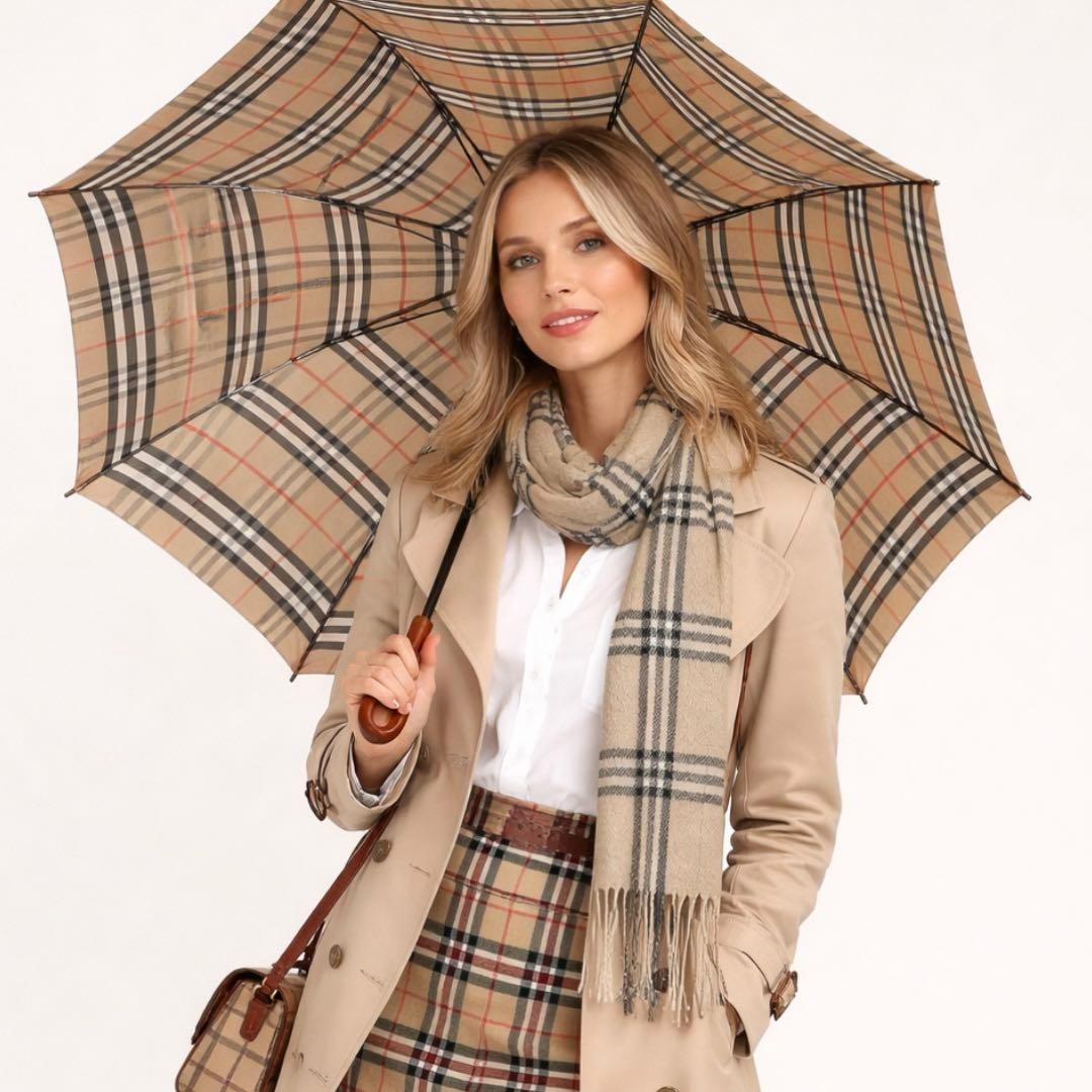 BURBERRYS Nova Check Folding Umbrella Elegant Lightweight Authentic Genuine