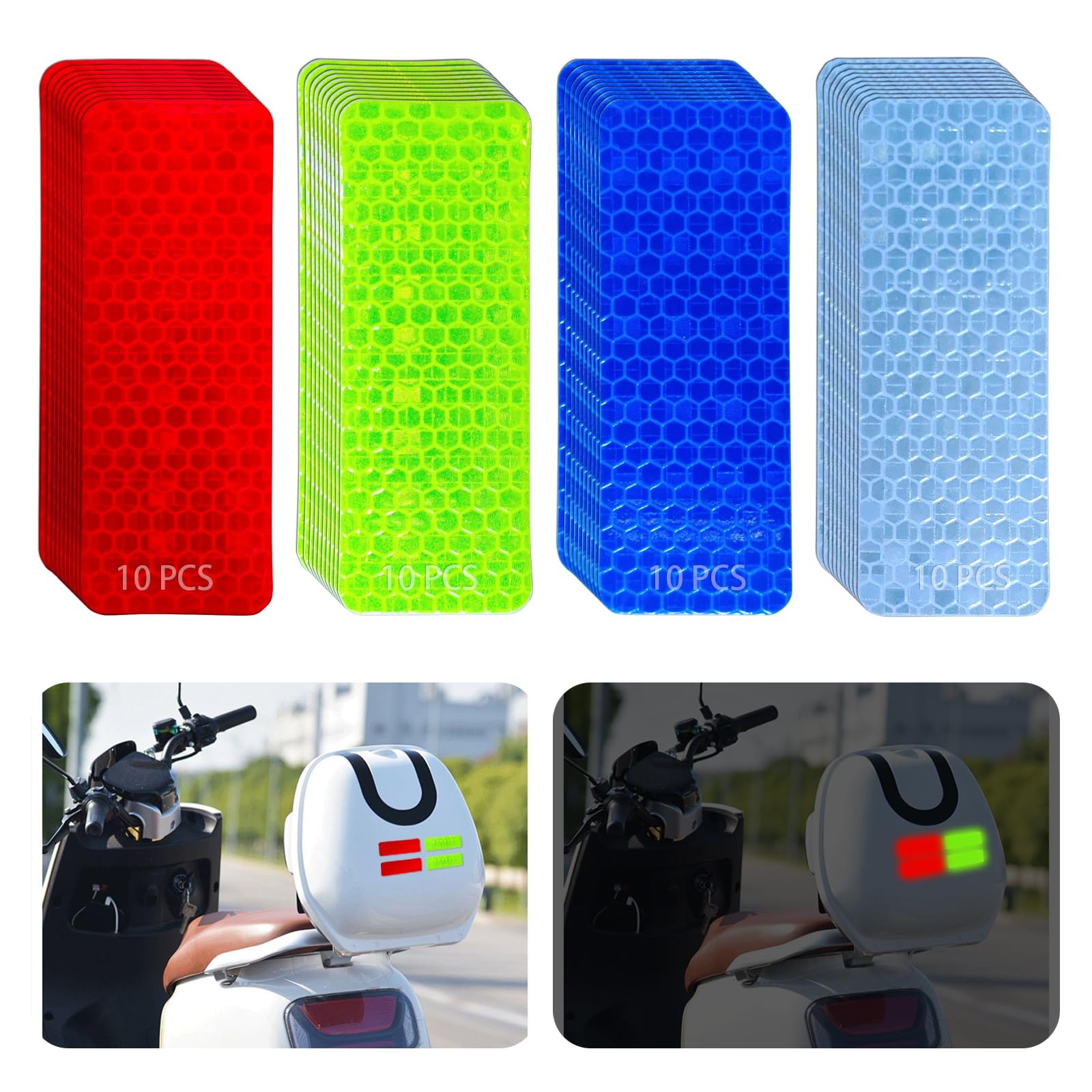 KUWSEIY 40 PCS Reflective Stickers, High 1.18 x 3.15 Inch, Multicolor