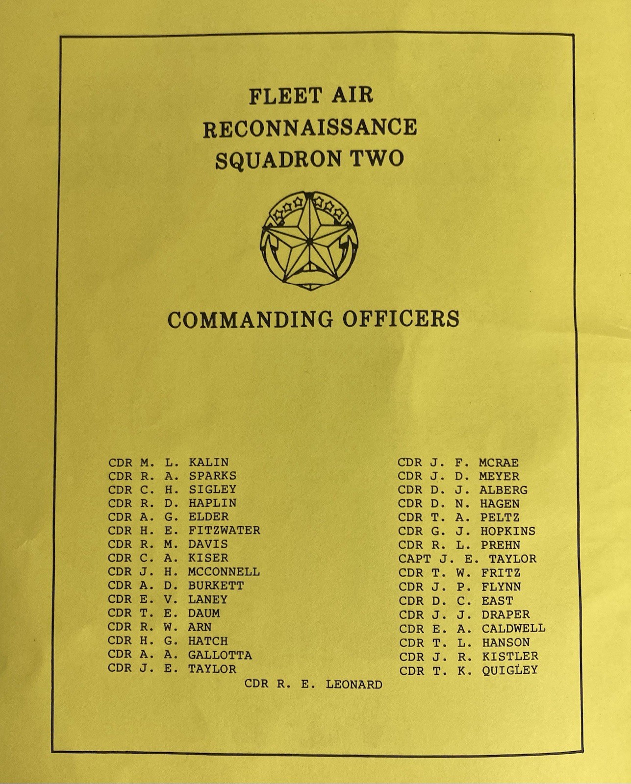 Fleet Air Reconnaissance Squadron Two VQ-2 Brochure 1990
