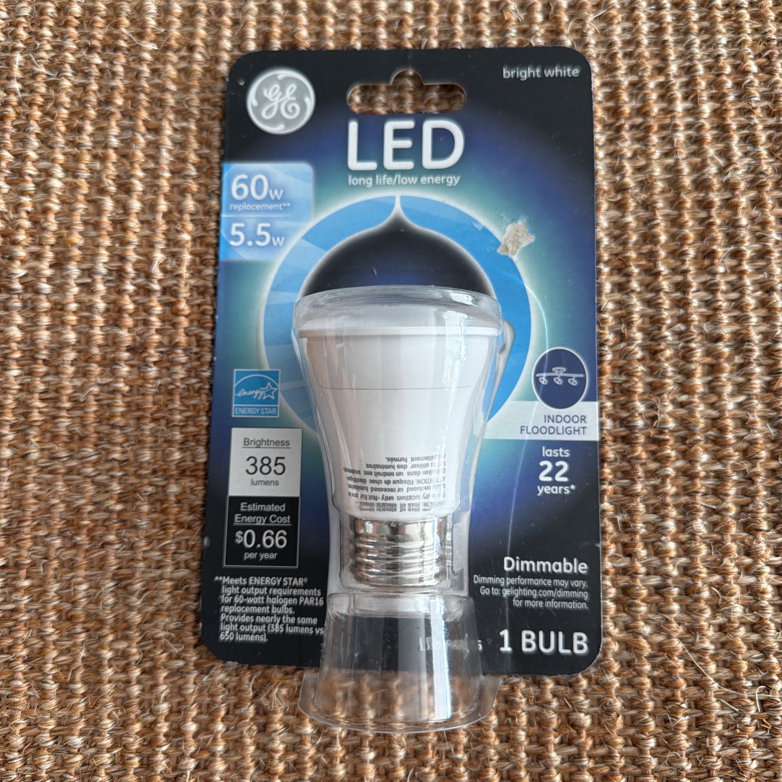 GE 26384 LED Light Bulb PAR16 E26 (Medium) Bright White 60w Clear