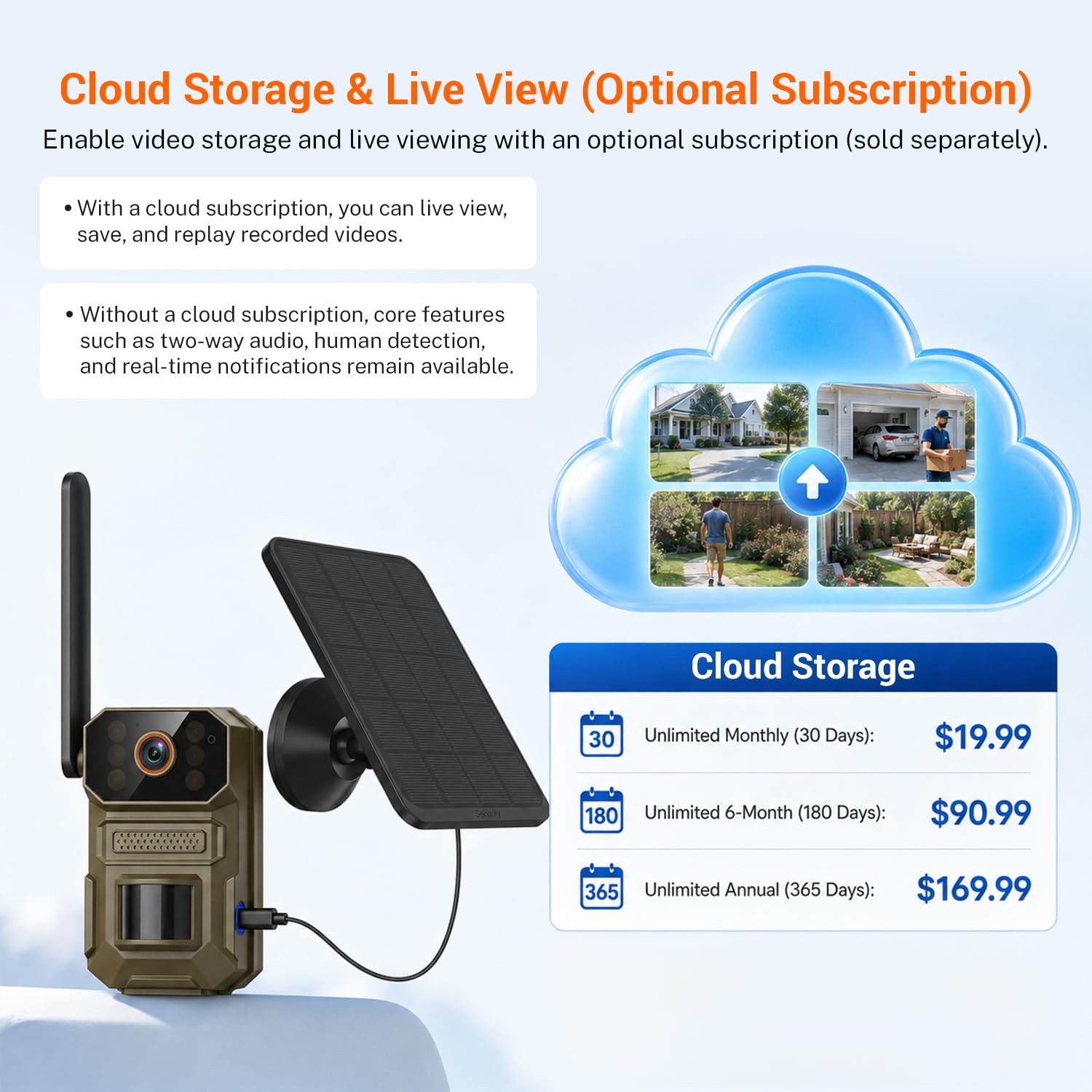 Mewlixora 4G LTE Cellular Trail Camera with Solar Panel, Night Vision, PIR...