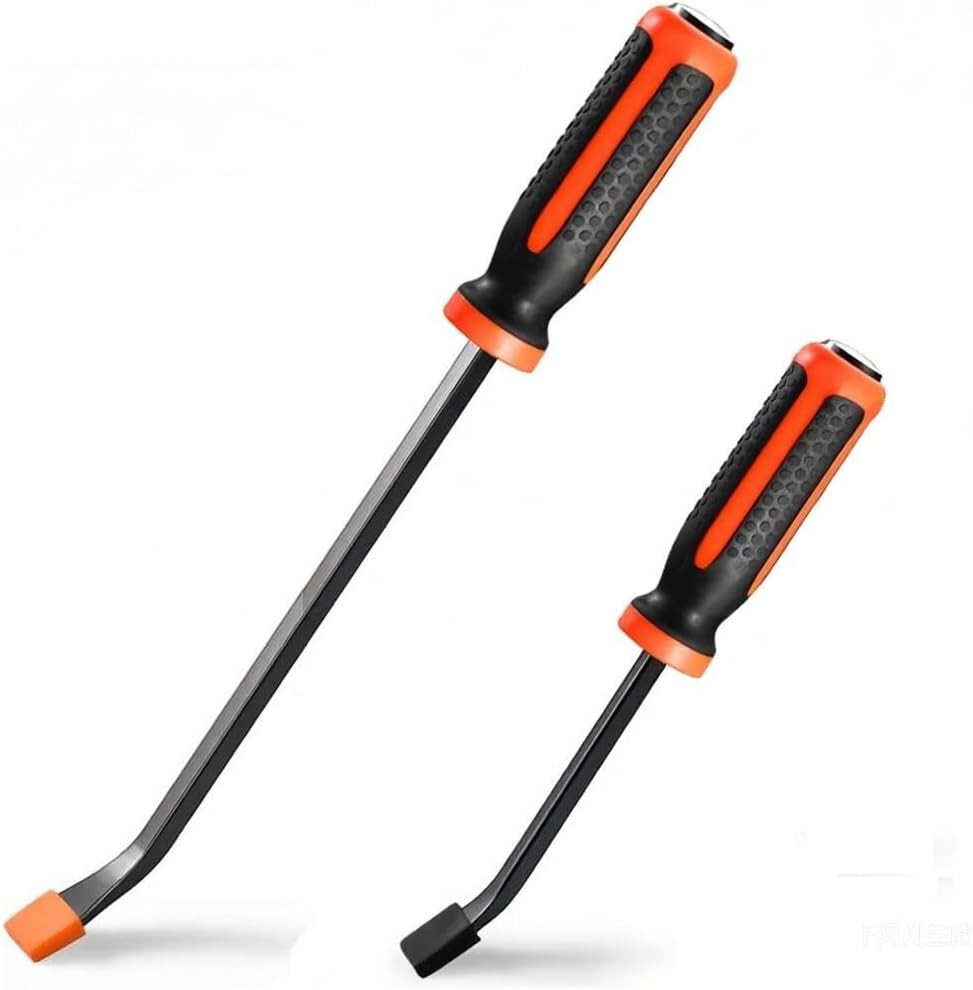 2pcs Pry Bar Set 8" & 12" Heavy Duty Steel Crowbar Nail Puller 30° Tip
