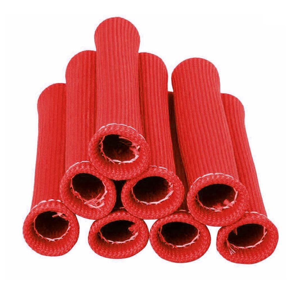 8PCS Red 1200° SPARK PLUG WIRE BOOTS HEAT SHIELD PROTECTOR SLEEVE for SBC BBC[