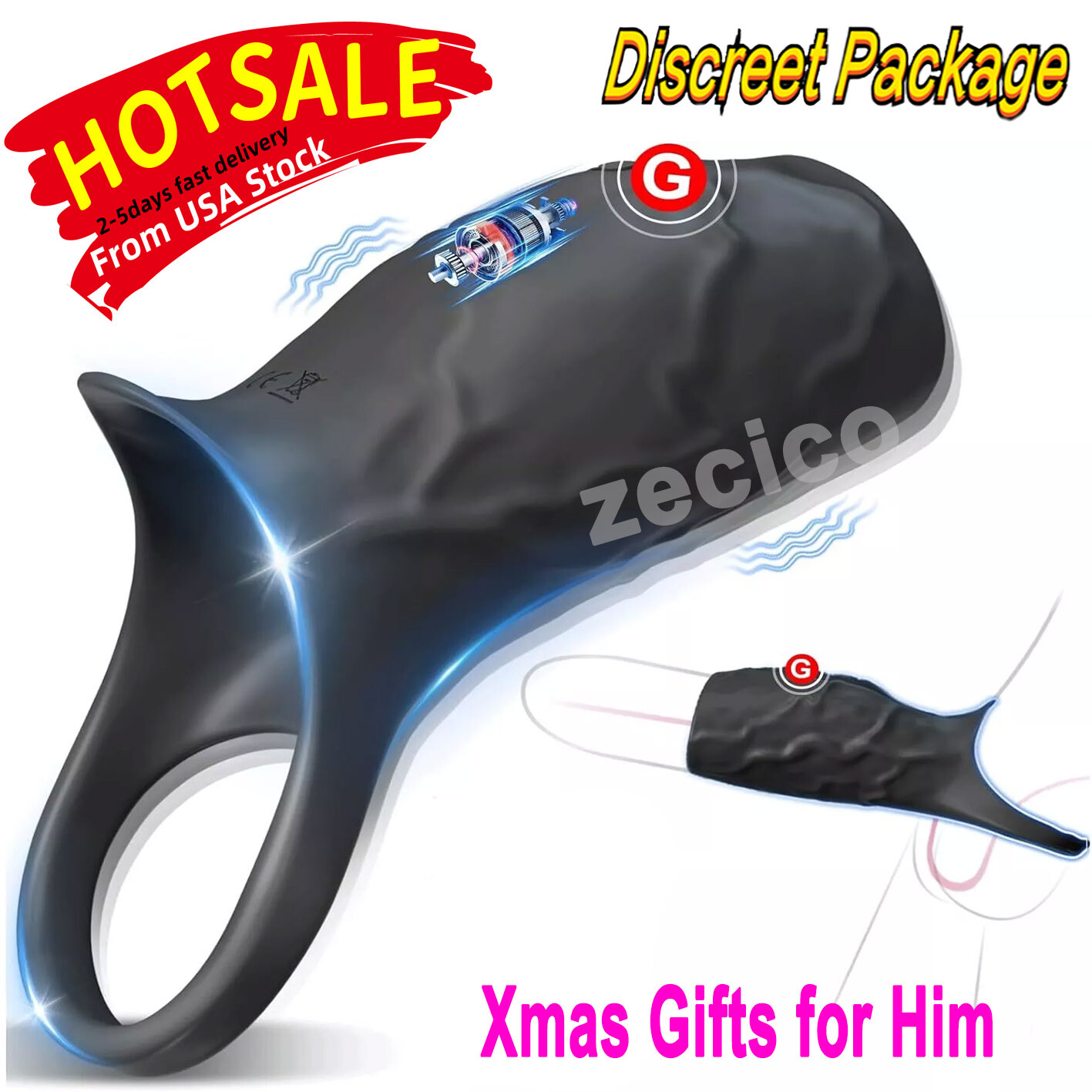 Men Penis Cock Ring Vibrator G-spot Dildo Massager Couple foreplay sex toys NEW