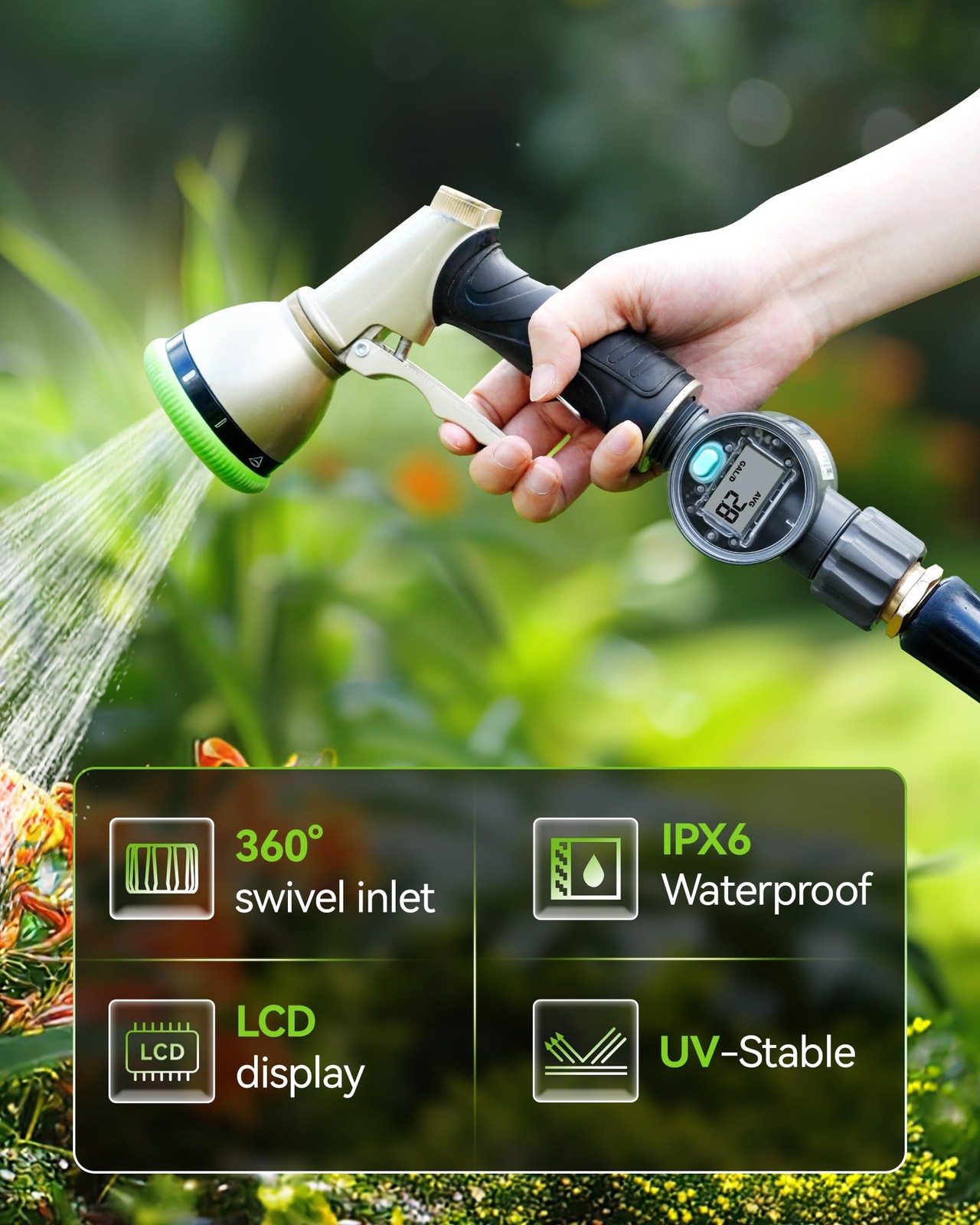 Water Flow Meter ±5% Accuracy for RV, Garden, Pool, Lawn Sprinkler Use