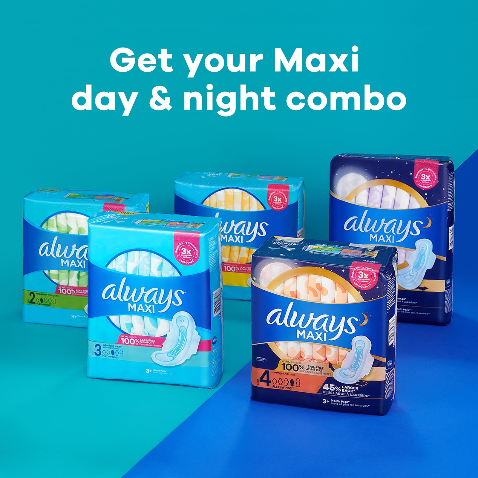 Always Size 4 Maxi Pads - 28ct, Overnight Absorbency, Without Wings