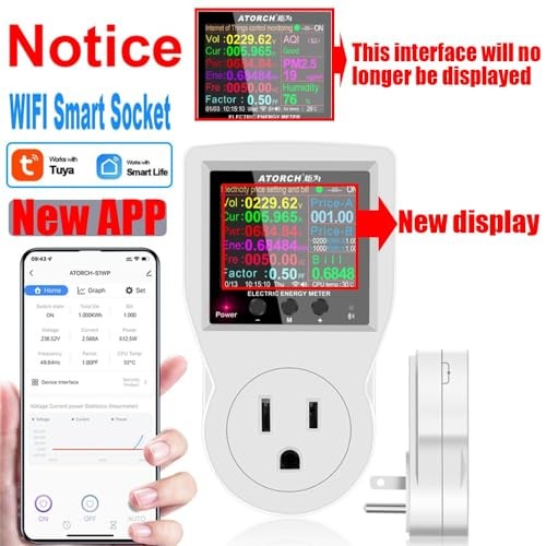 AC WiFi Watt Meter, Plug-in US Socket Power Meter, Electricity bill