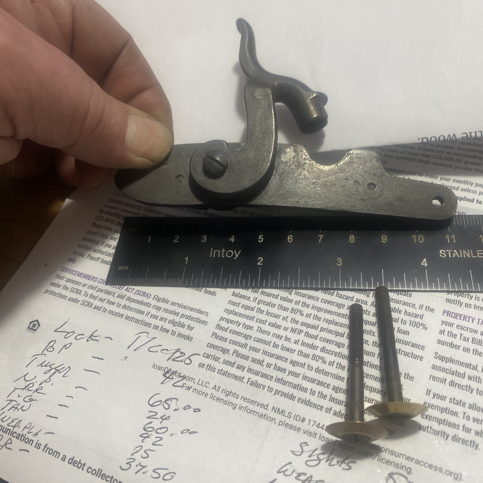 Traditions Lock Assembly and Bolts with Bushings (4 1/4" Plate)