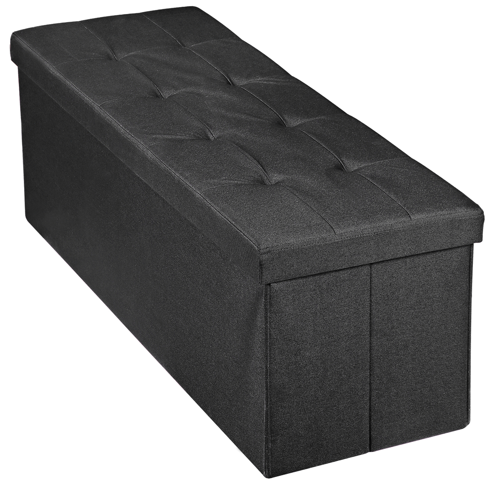 43" Long Durable Ottoman Bench Storage Bench Chest Food Stool 8 Stitchings Black