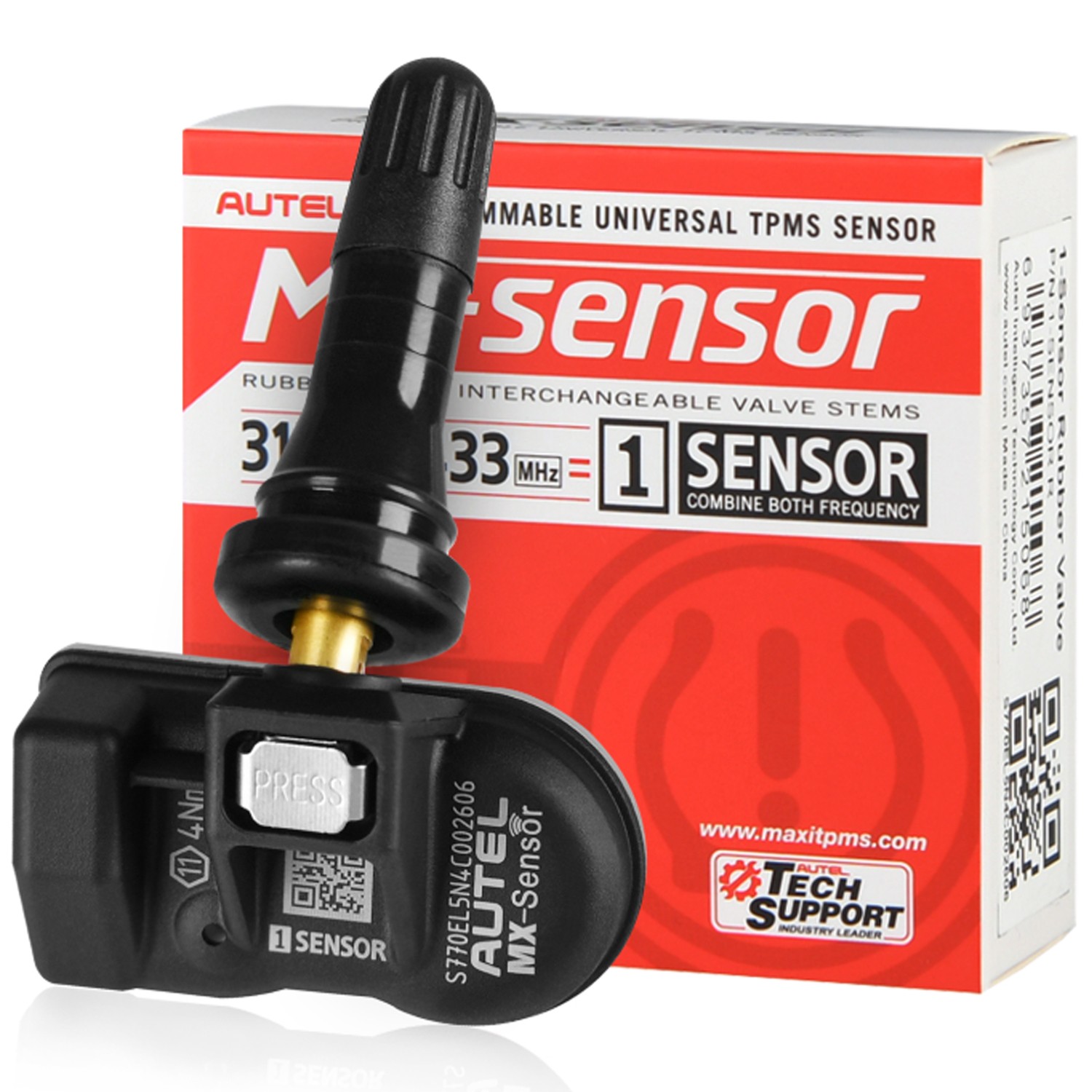 Autel TPMS MX Sensor 2in1 315MHz&433MHz OEM Programmable Press-in Rubber Valve