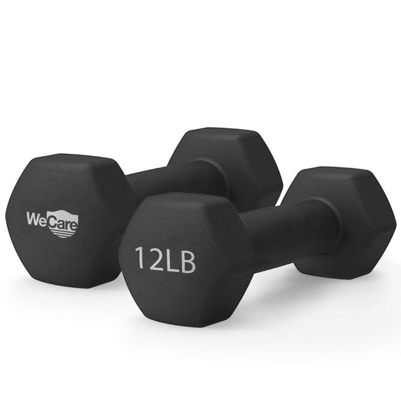 Neoprene Hex Dumbbells Set of 2 12 lb Anti-Roll Anti-Slip Weight Training New